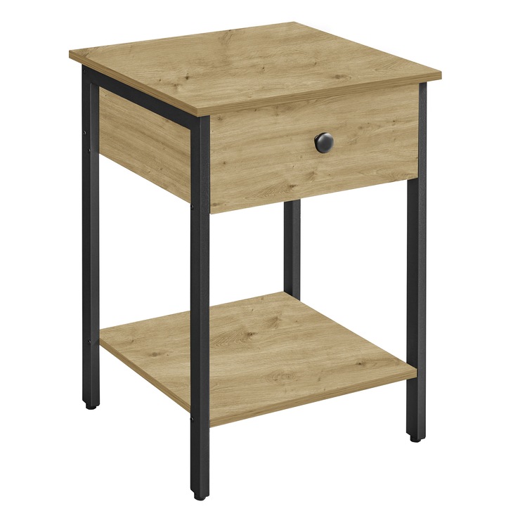 Noptiere Valora, Artisan Oak, 40x40x55cm, culoare: dab ramasit, negru