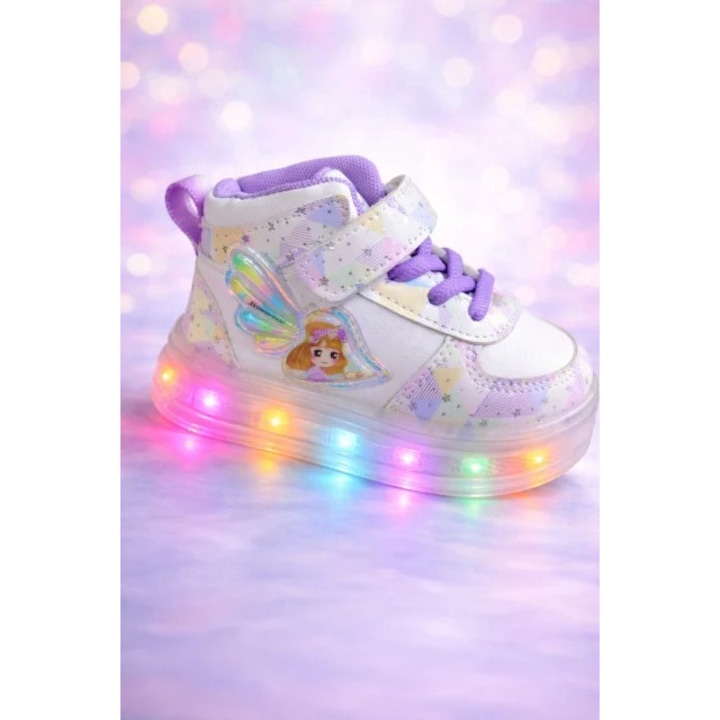 Adidasi pentru copii cu luminite LED multicolore model printesa