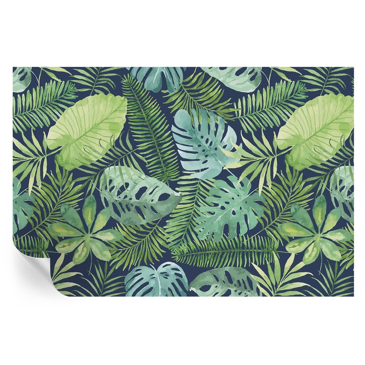 Öntapadós Fotótapéta Falra, Tulup, Trópusi levelek, Zöld, 104 x 70 cm, Dekoráció, Nappaliba, Hálószobába, 010170060170000010793