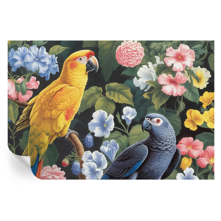 Tapet Autocolant De Perete, Tulup, Pasari exotice, Galben, 104 x 70 cm, Decorativ, Pentru Sufragerie, Dormitor, 010170060170000284721