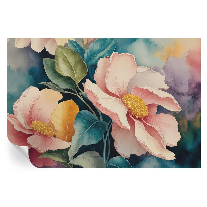 Tapet Autocolant De Perete, Tulup, Eleganta florala, Roz, 104 x 70 cm, Decorativ, Pentru Bucatarie, Baie, 010170060170000284851