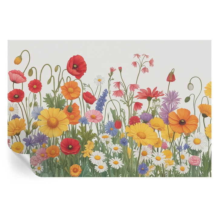 Fototapet autoadeziv, Tulup, Pajiste cu flori, Galben, 104x70cm