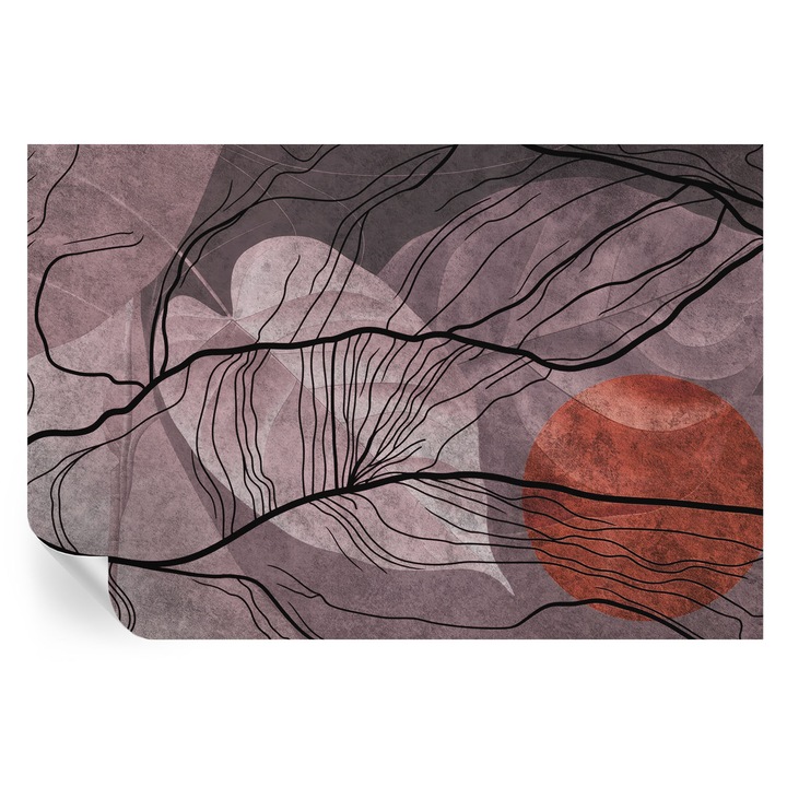 Tapet Textil Autocolant, Tulup, Abstractie energetica, Gri, 104 x 70 cm, Decorativ, Pentru Sufragerie, Dormitor, 010170060170000284908