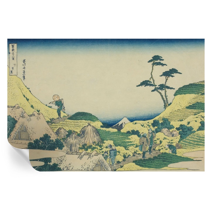 Tapet Textil Autocolant, Tulup, Peisaj rural, Albastru, 104 x 70 cm, Decorativ, Pentru Birou, 010170060170000285357