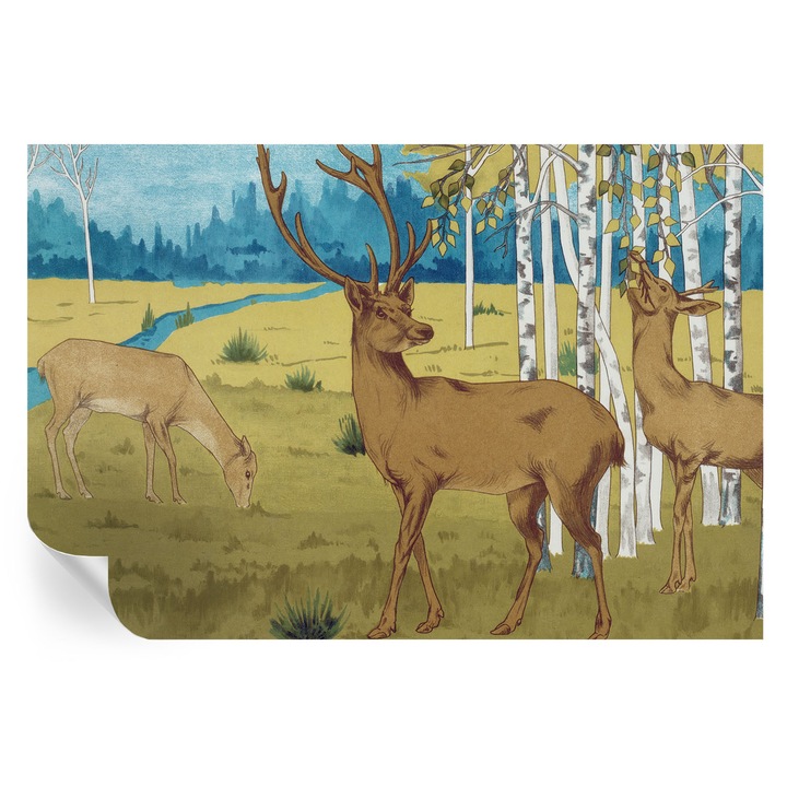 Tapet Autodeziv De Perete, Tulup, Armonia padurii, Verde, 104 x 70 cm, Decorativ, Usor De Montat Si Rezistent, 010170060170000285499