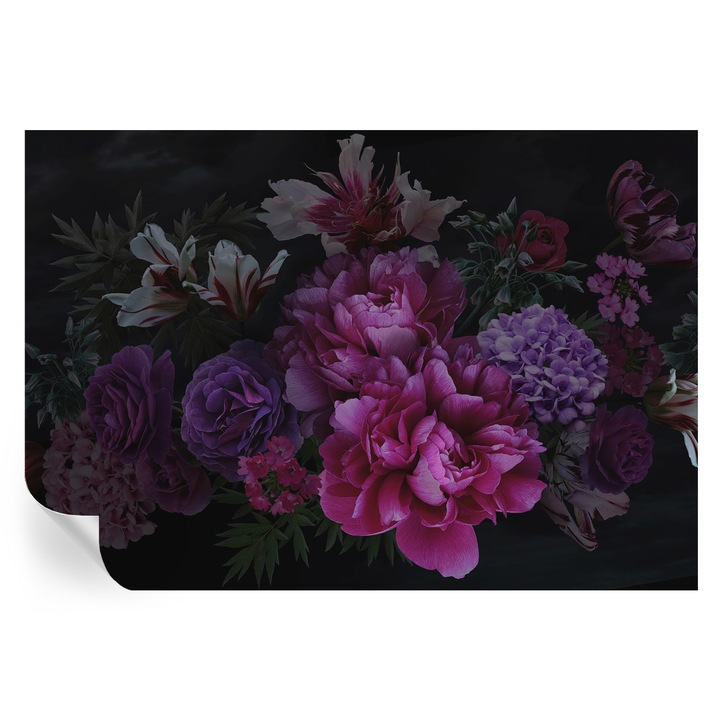Fototapet tulup, Eleganta florala, Roz, 152x104cm, Autocolant, Rezistent la umiditate