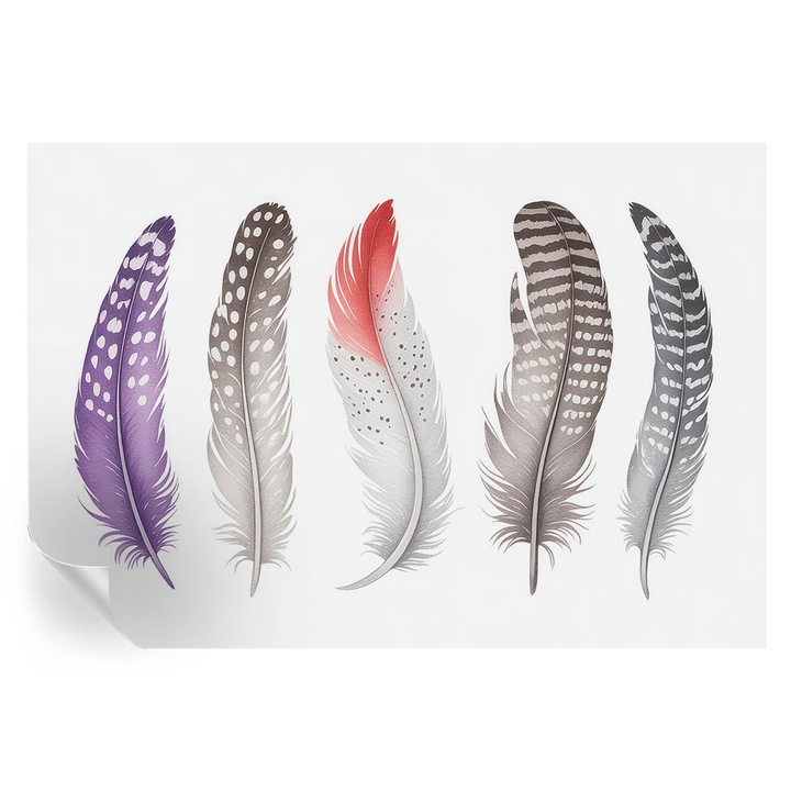 Tapet Autodeziv De Perete, Tulup, Pene cu model, Violet, 152 x 104 cm, Decorativ, Pentru Bucatarie, Baie, 010170060180000284800