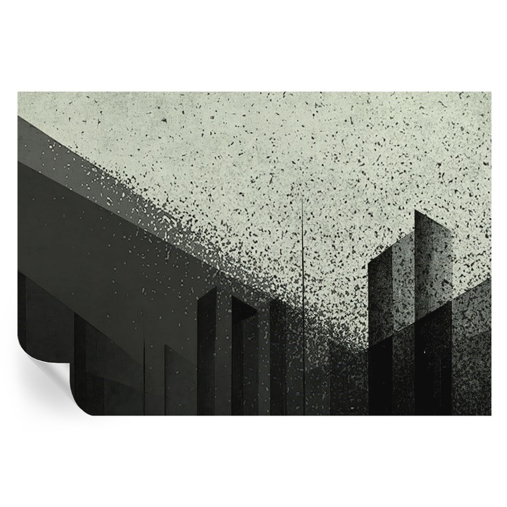 Fototapet Tulup, Geometria orasului, Negru, 152x104cm, Autoadeziv, Lavabil