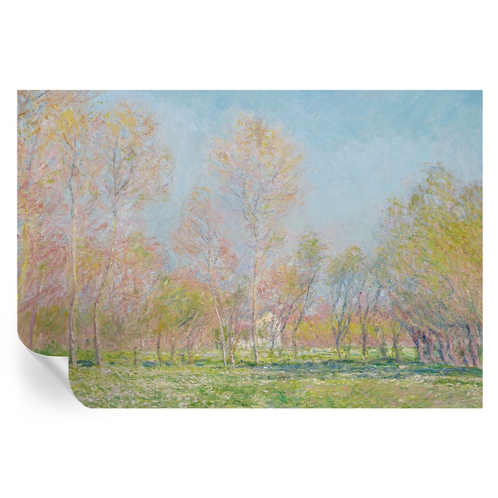 Tapet Autodeziv De Perete, Tulup, Parcul de primavara, Albastru, 152 x 104 cm, Decorativ, Pentru Bucatarie, Baie, 010170060180000285439