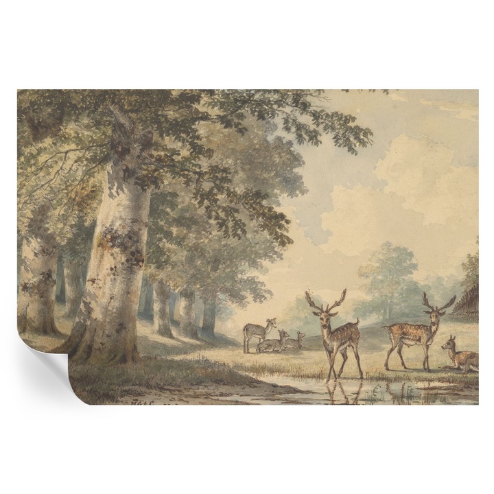 Tapet Autocolant De Perete, Tulup, Pacea padurii, Bej, 152 x 104 cm, Decorativ, Adeziv Puternic, 010170060180000285624