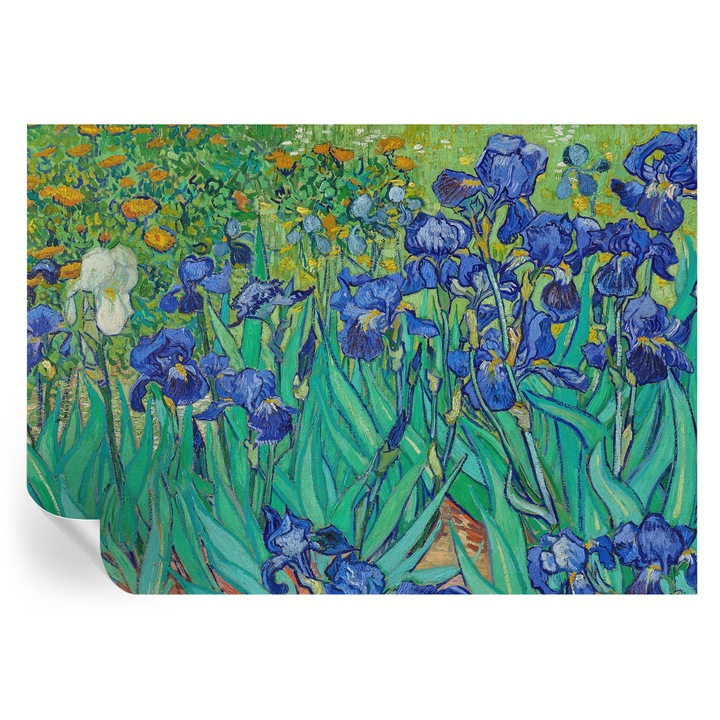 Fototapet, tulup, Flori de gradina, Albastru, 208x146 cm, Autoadeziv