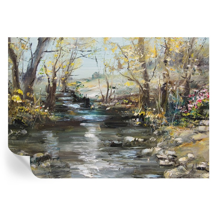 Tapet Textil Autocolant, Tulup, Parau de padure, Verde, 208 x 146 cm, Decorativ, Lavabil, 010170060950000018696