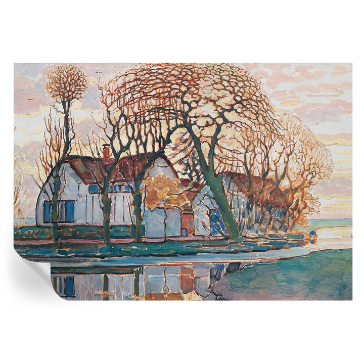 Fototapet autocolant tulup, peisaj idilic, 208x146cm, alb