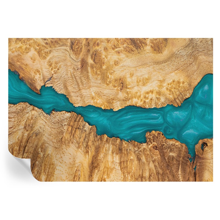 Fototapet autodeziv Tulup, Lemn si rasina, 208x146cm, Maro, pentru bucatarie si baie