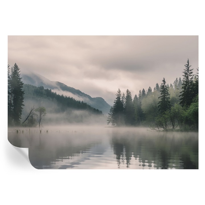 Fali Fotótapéta Autodeziv, Tulup, Lac atmosferic, Gri, 208 x 146 cm, Decorativ, Pentru Bucatarie, Baie, 010170060950000285125