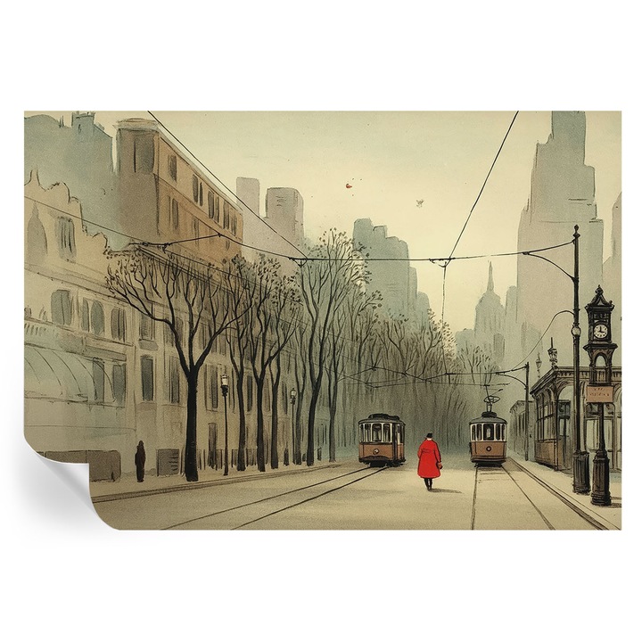 Tapet autocolant Tulup, simetrie urbană, gri, 208x146cm, rezistent la murdărie și umiditate