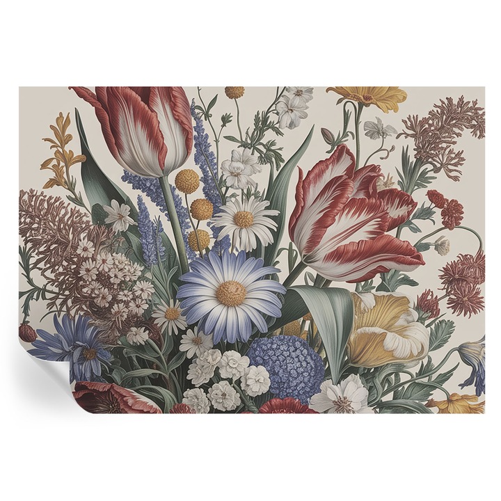 Tapet Autocolant, tulup, Buchet de flori, Bej, 208x146cm