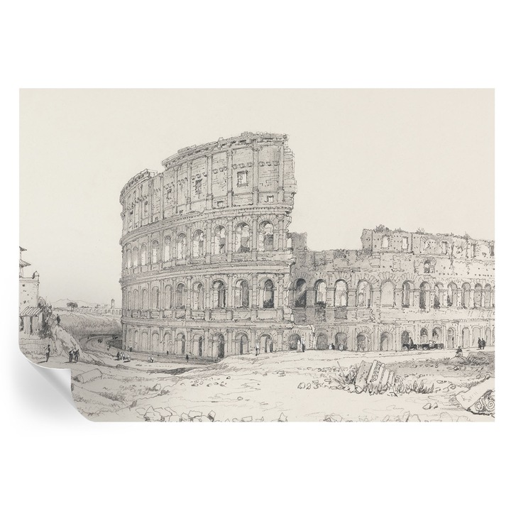 Tapet Textil Autocolant, Tulup, Ruine antice, Multicolor, 312 x 219 cm, Decorativ, Adeziv Puternic, 010170060960000285201