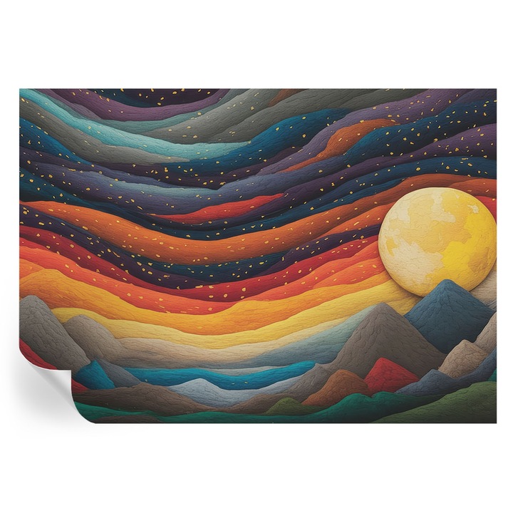 Fototapet, Tulup, Munti colorati, Portocaliu, 208x146 cm, Autocolant, Lavabil