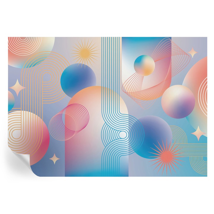 Fototapet autocolant tulup, abstractie colorata, albastru, 208x146cm, lavabil, pentru interior