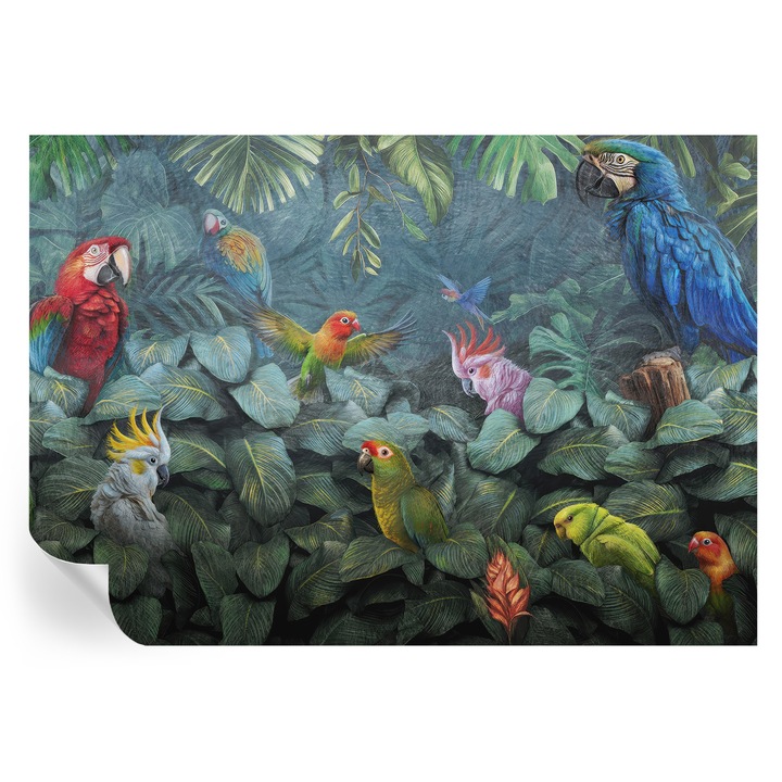 Fototapet autocolant, tulup, jungla exotică, verde, 208x146cm, lavabil, decorativ