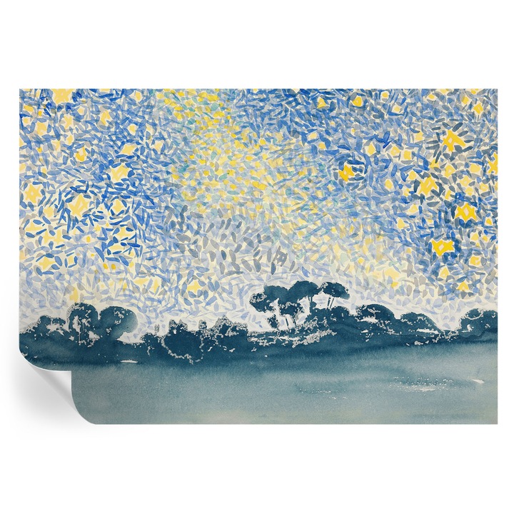 Fototapet autocolant, tulup, abstractie stelara, albastru, 208x146 cm, rezistent la murdarie