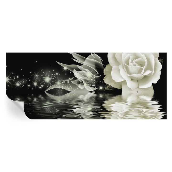 Tapet Autocolant De Perete, Tulup, Trandafir luminos, Alb, 250 x 104 cm, Decorativ, Usor De Instalat, 010170060020000000365