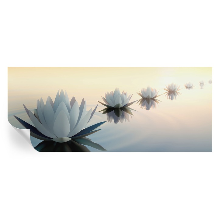 Tapet autocolant Fali, tulup, motiv priveliste linistita, alb, 250x104cm