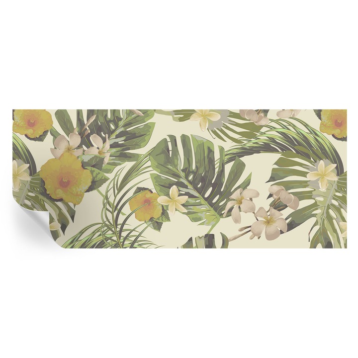 Tapet Autocolant De Perete, Tulup, Flora exotica, Verde, 250 x 104 cm, Decorativ, Pentru Interior, 010170060020000012466