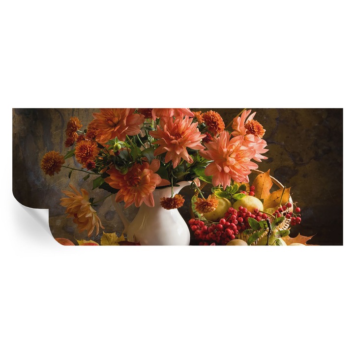 Tapet Autocolant Tulup, Compozitie de Toamna, Portocaliu, 250x104cm