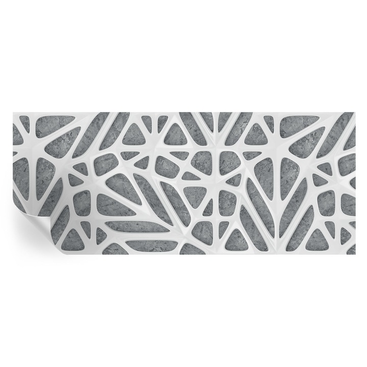 Tapet Autocolant De Perete, Tulup, Retea geometrica, Alb, 250 x 104 cm, Decorativ, Adeziv Puternic, 010170060020000056564