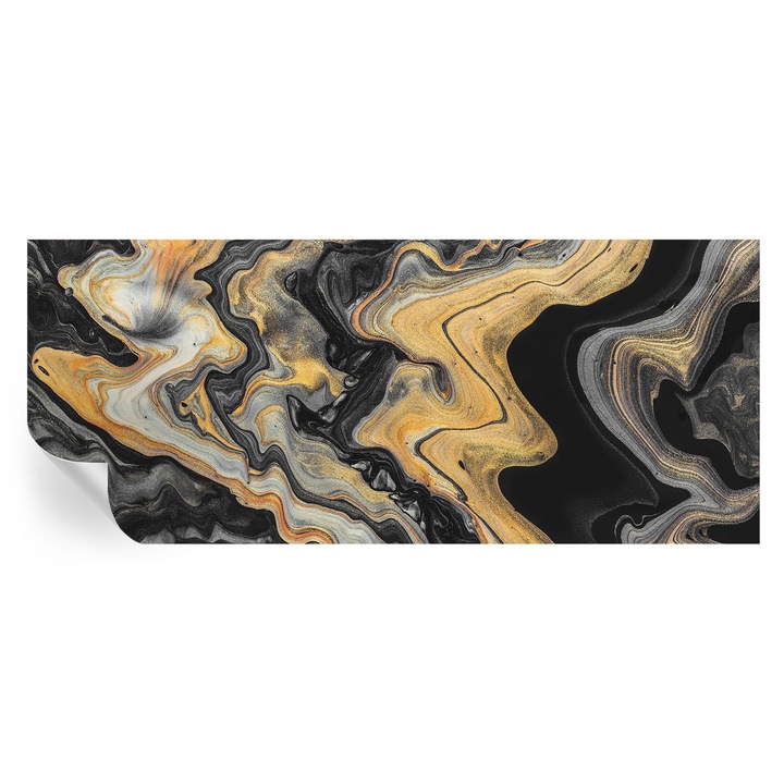 Fototapet Autocolant Tulup, Caleidoscopul liniilor, Negru, 250x104cm