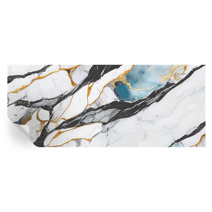 Tapet autocolant, Tulup, Marmura eleganta, Alb, 250x104cm