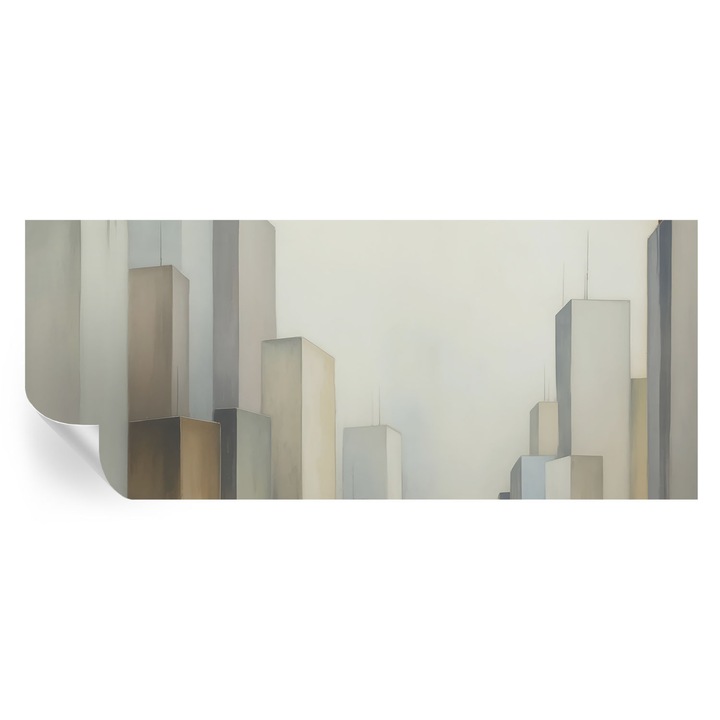 Tapet autocolant, tulup, zgârie-nori ai orașului, gri, 250x104cm