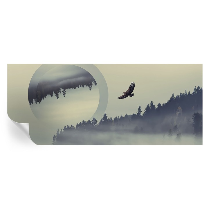 Tapet Textil Autocolant, Tulup, Peisaj forestier, Gri, 250 x 104 cm, Decorativ, Usor De Instalat, 010170060020000285065