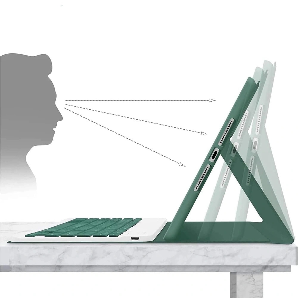 Etui cu tastatura Bluetooth pentru tableta, 11.2", ecologic, verde, set complet