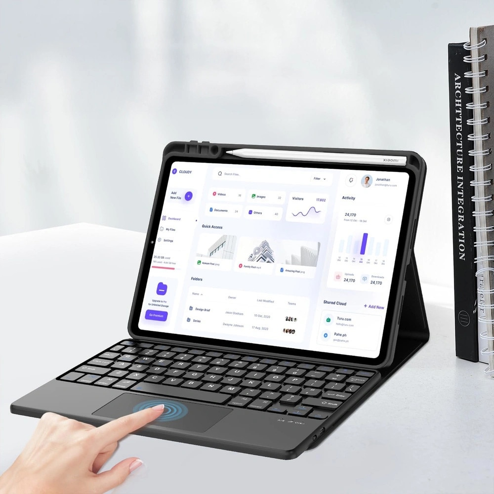 Husa cu tastatura Bluetooth pentru tableta 11.2", neagra, set complet
