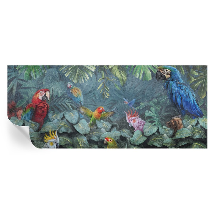 Fototapet autocolant Tulup, jungla exotică, verde, 250x104cm, rezistent la murdărie și umiditate