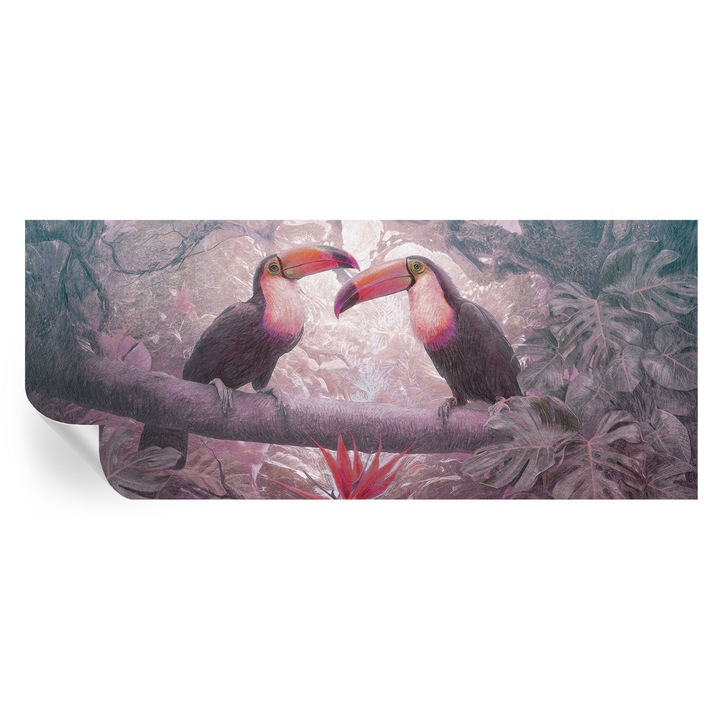 Fototapet autodeziv tulup, cuplu exotic, roz, 250x104cm