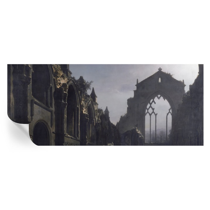 Tapet autocolant, Tulup, Ruine gotice, 250x104cm, Gri, Lavabil