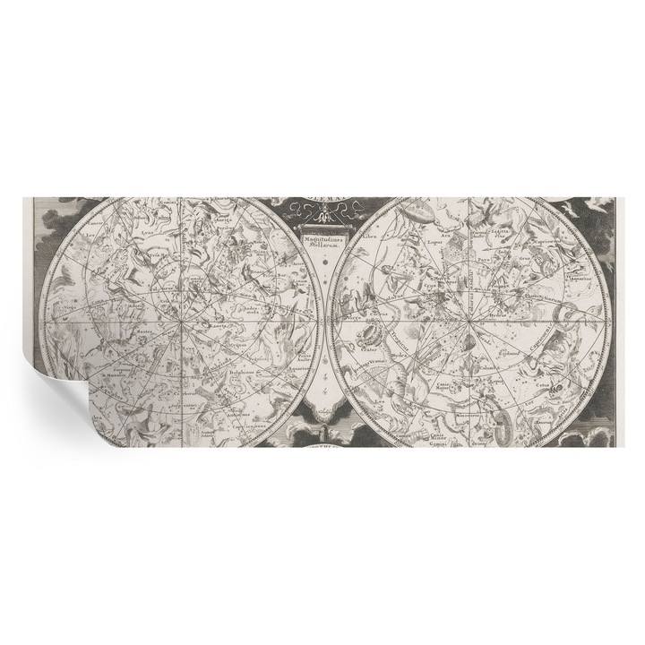 Самозалепващ Фототапет, Tulup, Звездна карта, Черно, Бяло, 250 x 104 cm, За Стена, За Хол, Спалня, 010170060020000285501