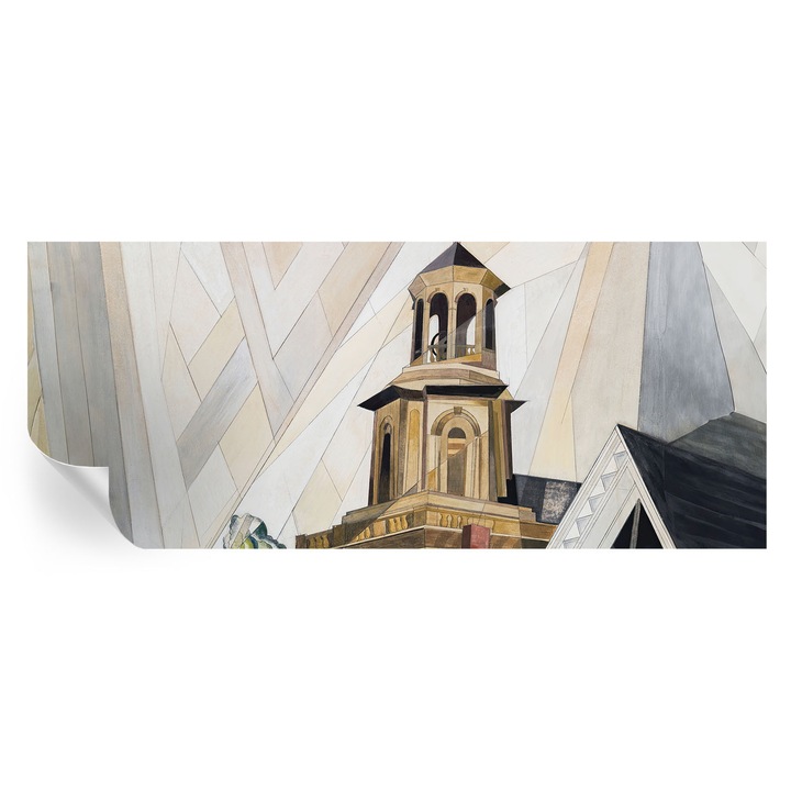 Fototapet autocolant, tulup, turn arhitectural, alb, 250x104cm