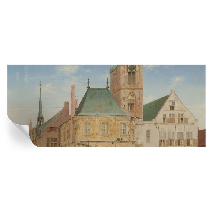 Tapet Textil Autocolant, Tulup, Primaria istorica, Albastru, 250 x 104 cm, Decorativ, Detasabil, 010170060020000285617