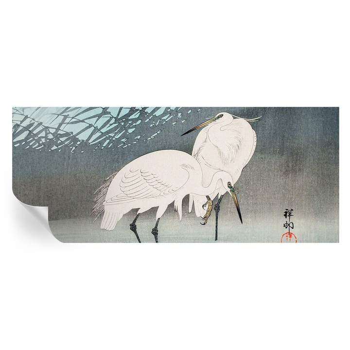 Fototapet Tulup, Pasari delicate, Albastru, 250x104cm, Autoadeziv