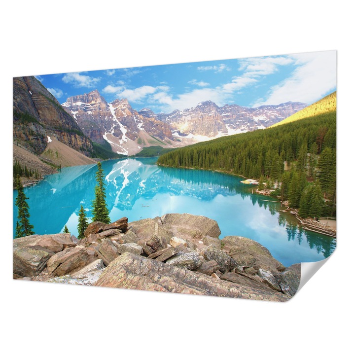 Öntapadós Dekor Tapéta, Wallfluent, Kék tó, Kék, 104 x 70 cm, Előszobába, Konyhába, 010170060170000000609