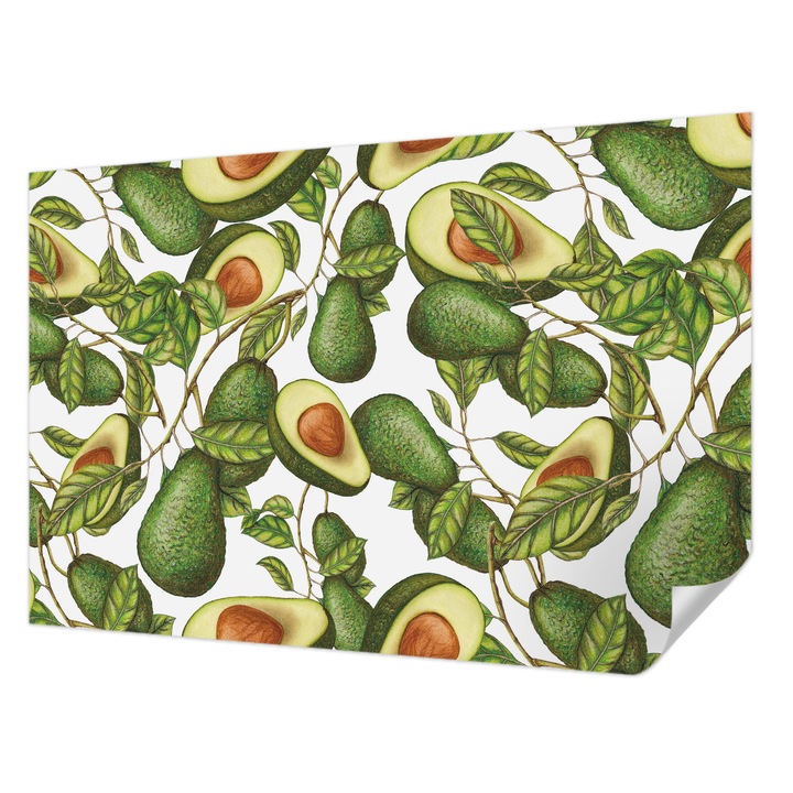 Öntapadós Dekor Tapéta, Wallfluent, Avokádó minta, Zöld, 104 x 70 cm, Fali Dekoráció, Nedvesség- És Foltálló, 010170060170000013208