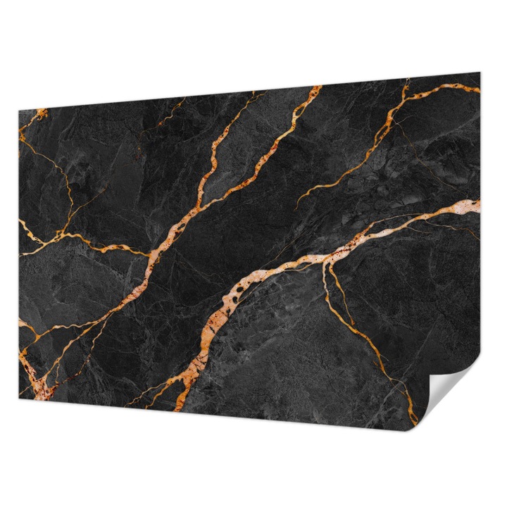 Öntapadós Fotótapéta Falra, Wallfluent, Márvány erek, Fekete, 104 x 70 cm, Fali Dekoráció, Nedvesség- És Foltálló, 010170060170000282599