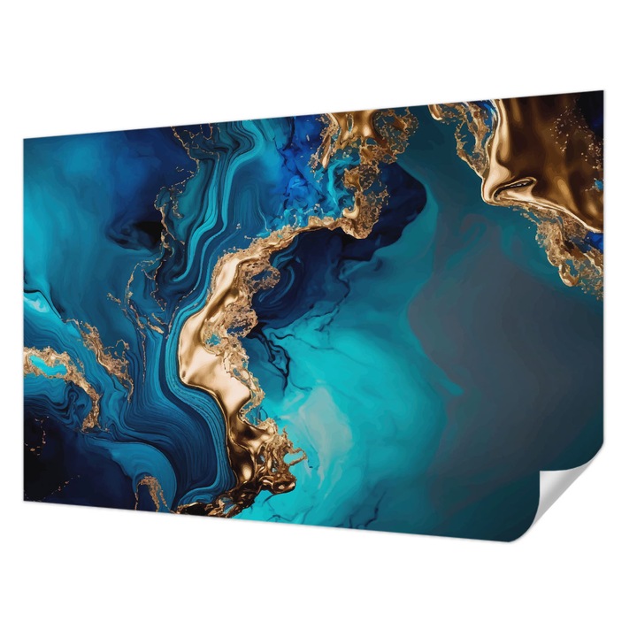 Öntapadós Tapéta Falra, Wallfluent, Színes absztrakció, Tengerészkék, 104 x 70 cm, Modern Dizájn, Könnyen Felszerelhető És Tisztítható, 010170060170000282562