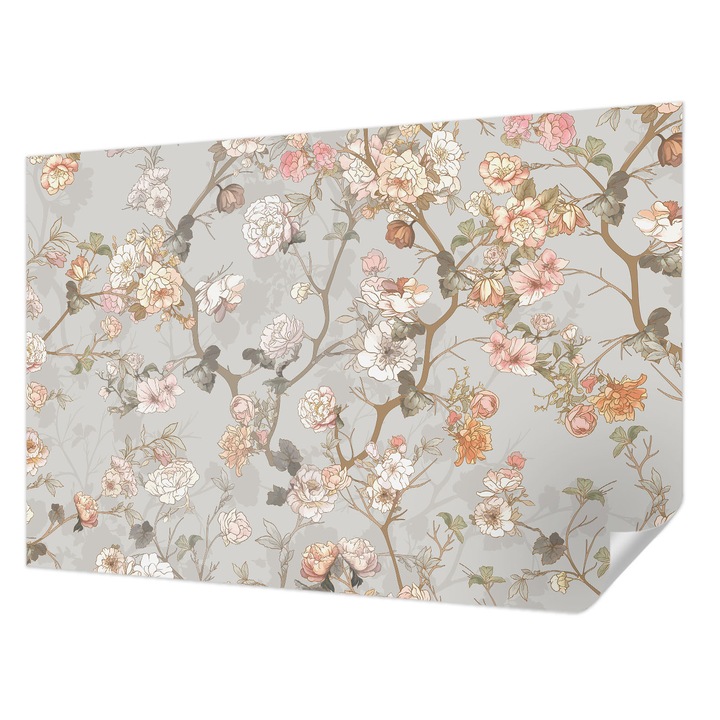 Öntapadós Tapéta Falra, Wallfluent, Romantikus minta, Szürke, 104 x 70 cm, Modern Dizájn, Könnyen Felszerelhető És Tisztítható, 010170060170000282749