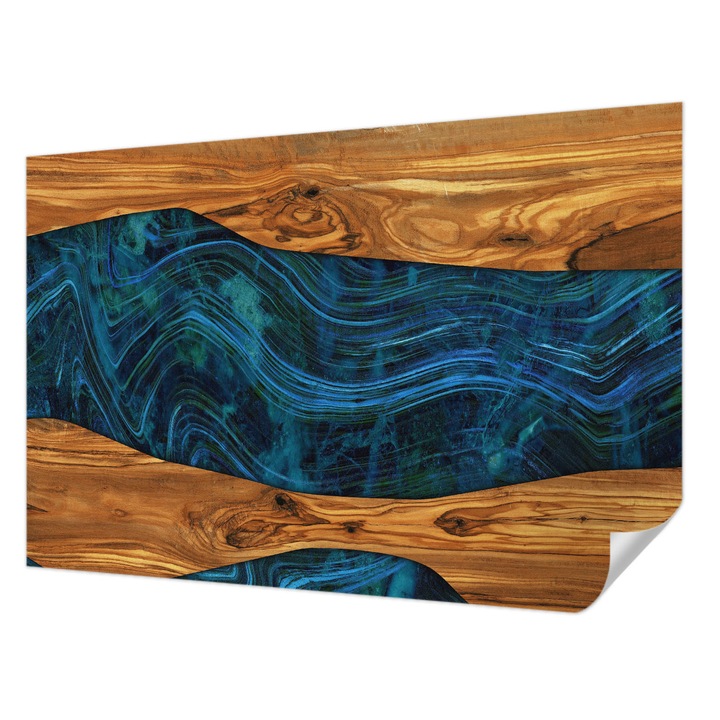 Öntapadós Tapéta Falra, Wallfluent, Kék fa, Barna, 104 x 70 cm, Klasszikus, Könnyen Felszerelhető, 010170060170000282689